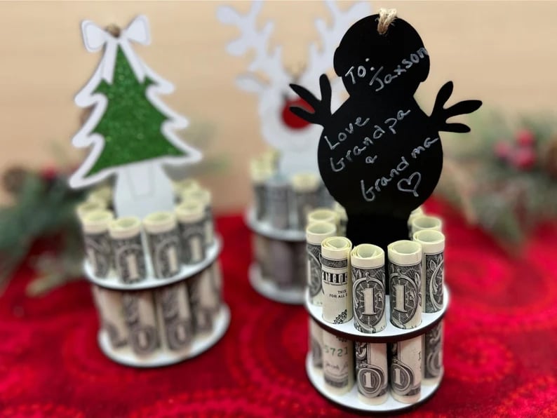 BowLift | Christmas Money Holder Ornament | Handmade Wooden Decoration | Festive Gift Idea