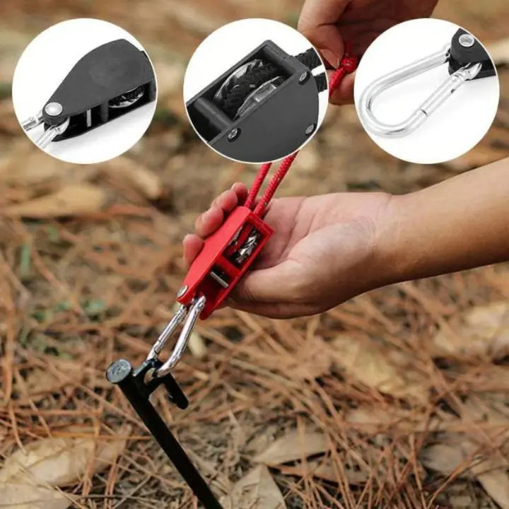 BowLift | 4 pieces | Adjustable outdoor camping rope – stable, reflective and compact