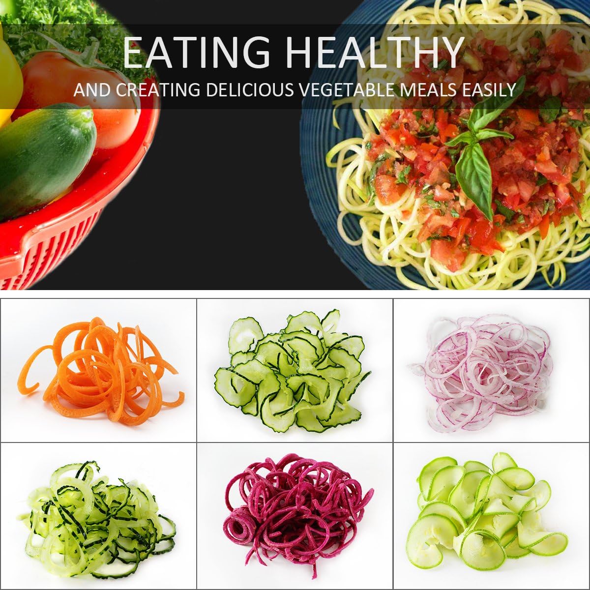 BowLift | 4-in-1 Heavy Vegetable Spiralizer with Strong Suction Cup