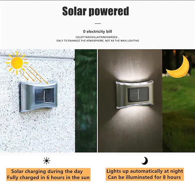 BowLift | 4-piece: Solar Outdoor 6 LED Waterproof Wall Lights