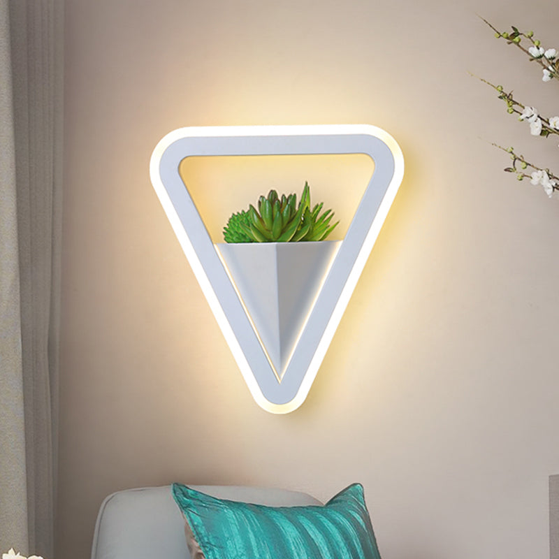 BowLift | White 1 Bulb Wall Light Minimalistic Acrylic Triangle LED Plant Wall Lamp in Warm/White Light