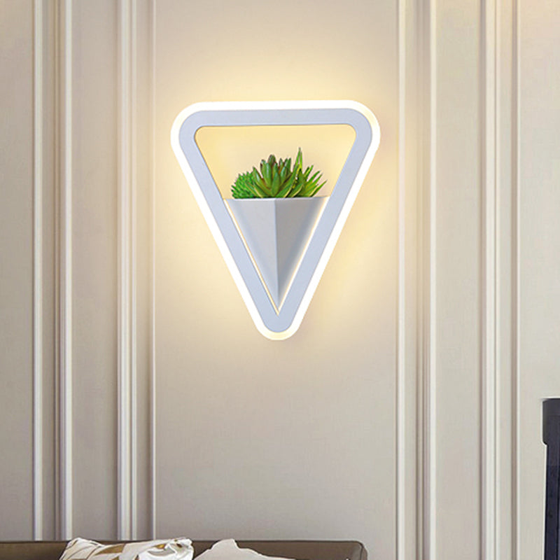 BowLift | White 1 Bulb Wall Light Minimalistic Acrylic Triangle LED Plant Wall Lamp in Warm/White Light
