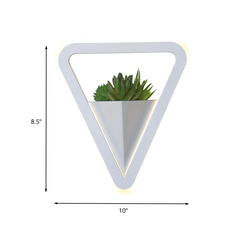 BowLift | White 1 Bulb Wall Light Minimalistic Acrylic Triangle LED Plant Wall Lamp in Warm/White Light