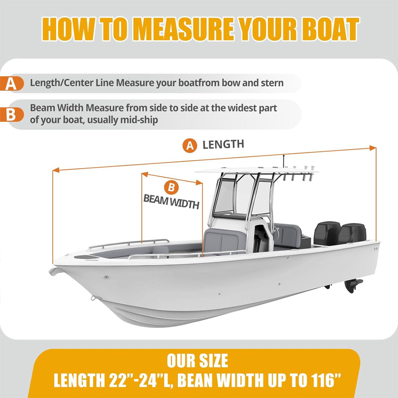 BowLift | T-Top Boat Cover 600D 22'-24' Tear Resistant Polyester Boat Cover for Center Console Boat with T-Top