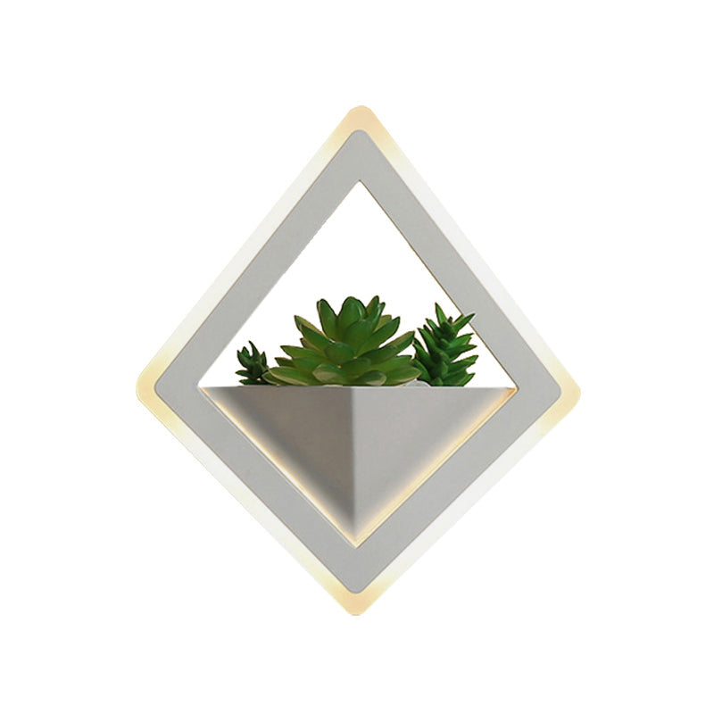 BowLift | Acrylic White Wall Lamp Round/Rectangular/Diamond LED Industrial Plant Wall Lighting Fixture in Warm/White Light