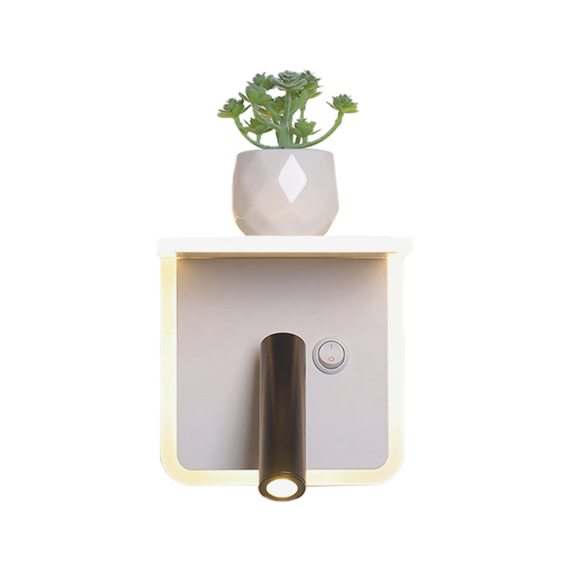 BowLift | White LED wall light Minimalism Acrylic Round/Rectangle Wall Outdoor Light with Plant Decoration in Warm/White Light