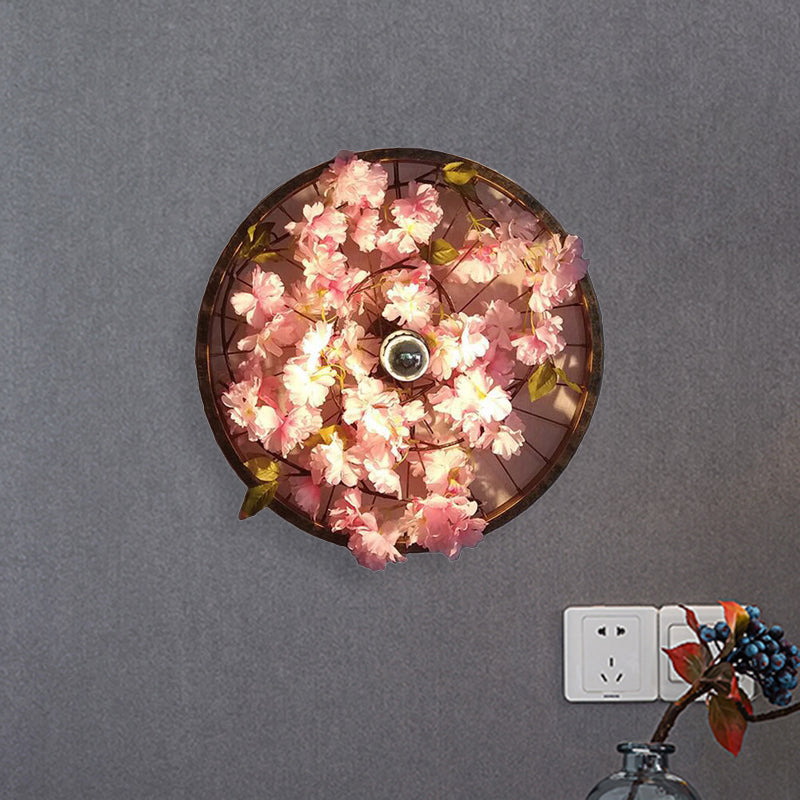 BowLift | LED Wall Light Industrial Restaurant Flower Wall Mounted Fixture with Wheel Metal Shade in Black, 12.5"/19"/23" Diameter