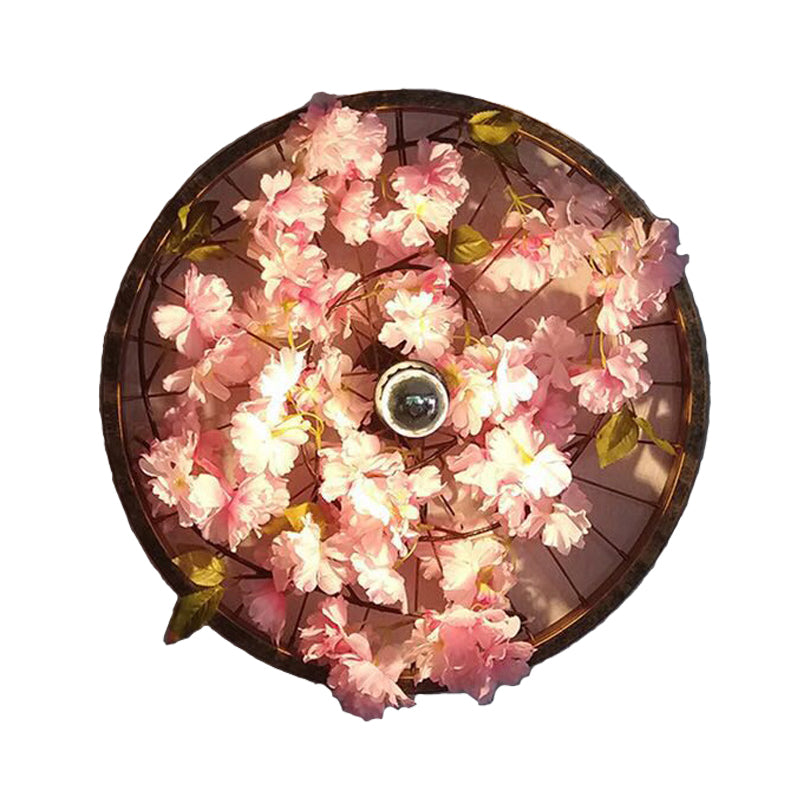 BowLift | LED Wall Light Industrial Restaurant Flower Wall Mounted Fixture with Wheel Metal Shade in Black, 12.5"/19"/23" Diameter