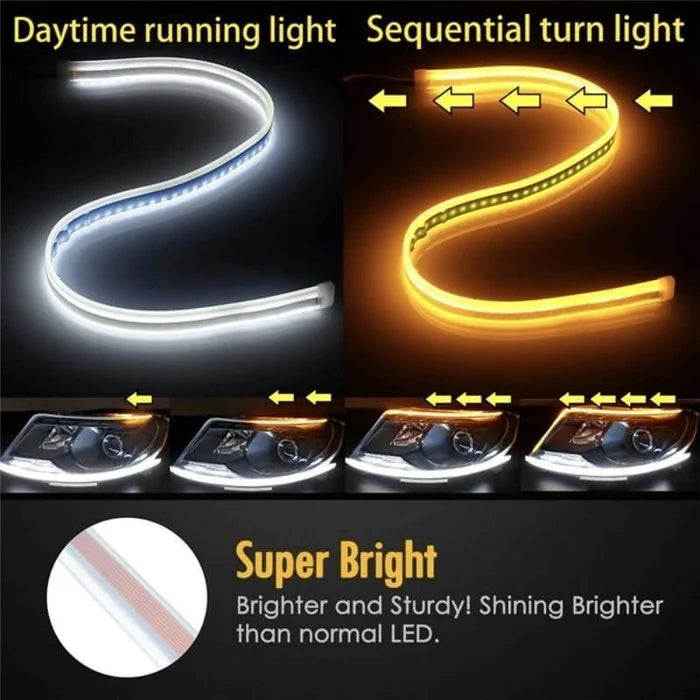 BowLift | Flexible DRL LED Night & Daytime Running Light Strip (No Disassembling Needed)