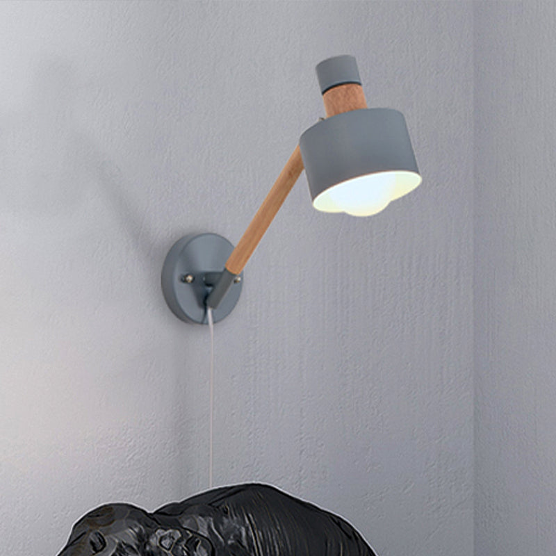 BowLift | 5.5"/6"/7" W Armed Wall Sconce Minimalism Metal 1 Main Wall Mount Lighting in Gray for Living Room