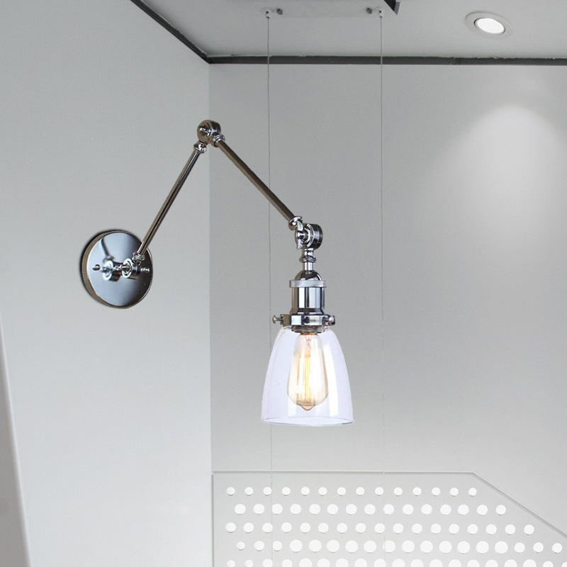 BowLift | Tapered Accent Wall Lamp Antique Clear Glass 1 Light Black/Silver/Brass Wall Lamp with Swingarm