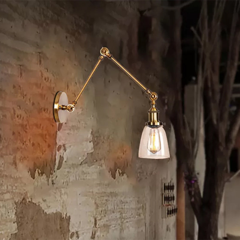 BowLift | Tapered Accent Wall Lamp Antique Clear Glass 1 Light Black/Silver/Brass Wall Lamp with Swingarm