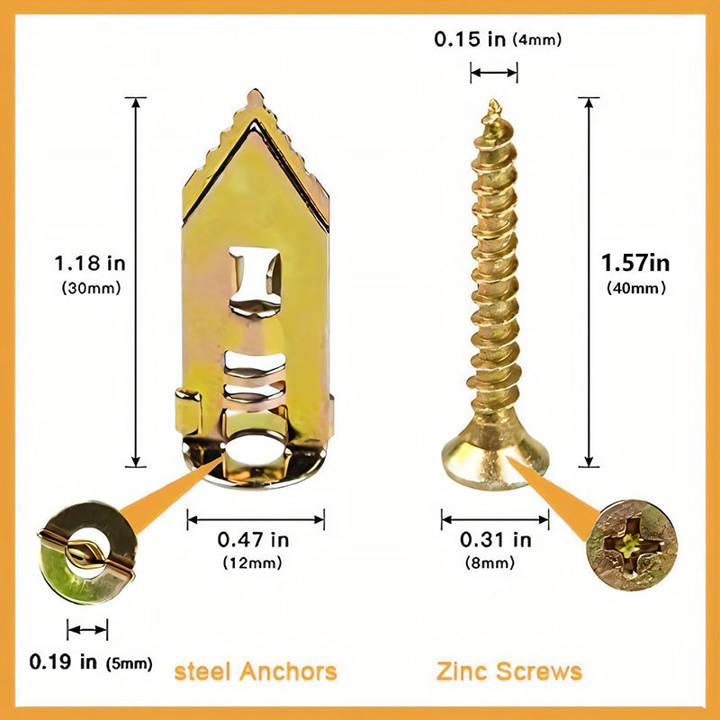 BowLift | Drywall Expansion Anchors + High Strength Zinc Screws Kit (Pack of 100)