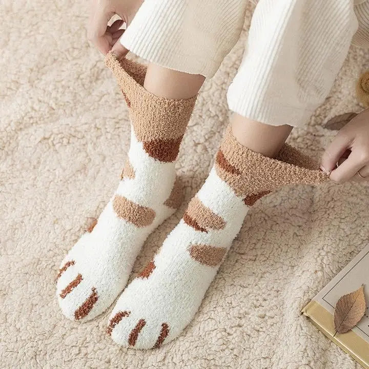 BowLift | Cozy Cat Paw Socks – Plush Fleece Ankle Socks with Elastic Fit