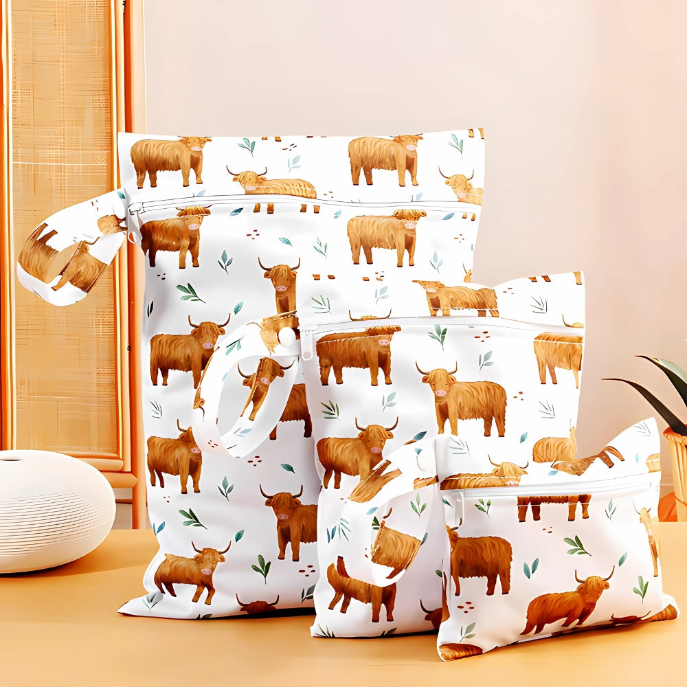 BowLift | Baby Zoo Safari Print Reusable Wet Dry Bag | 3pcs Set