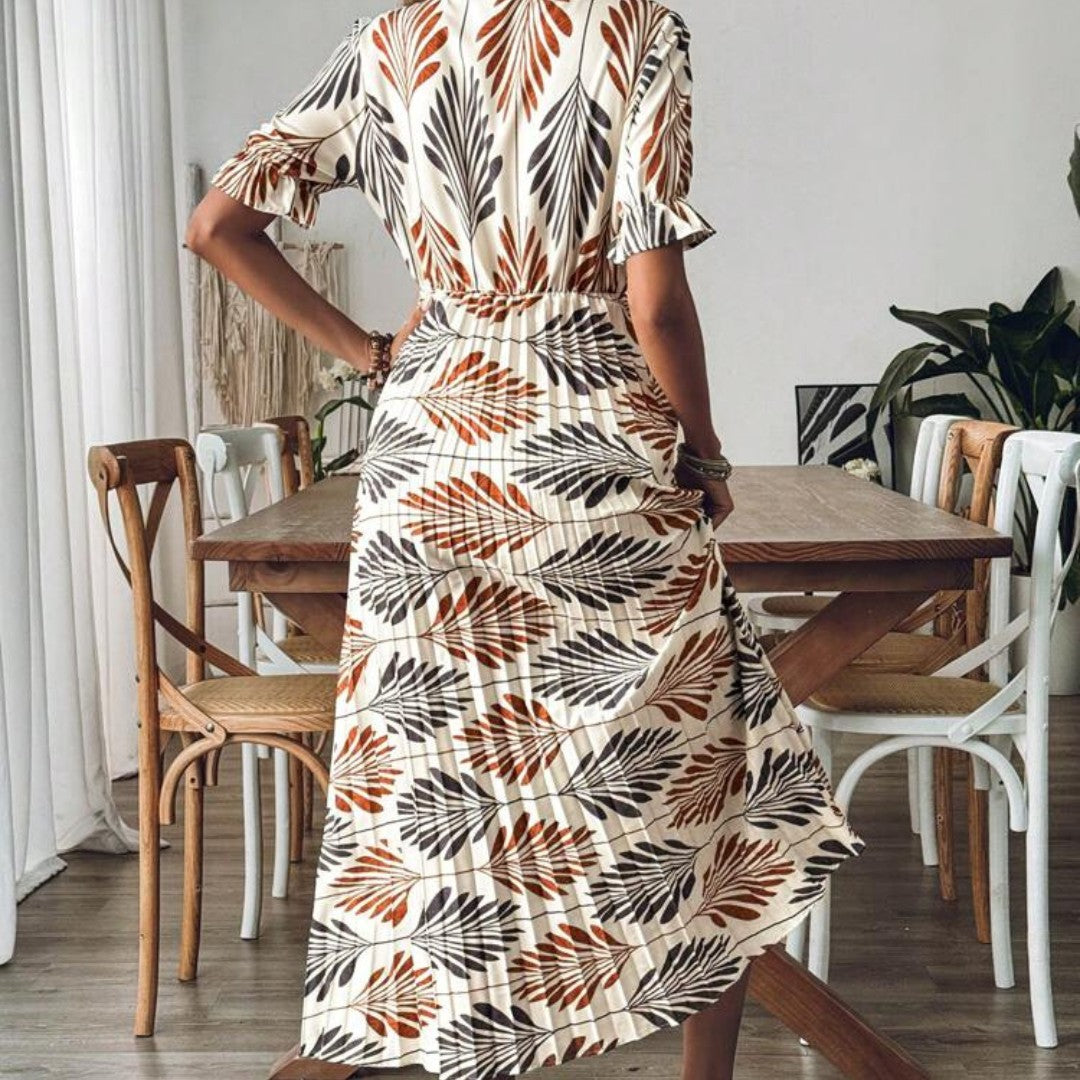 Wrap Maxi Dress with V-Neckline and 3/4 Sleeves