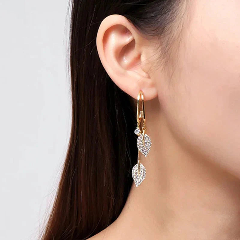 BowLift | Diamond leaf tassel earrings