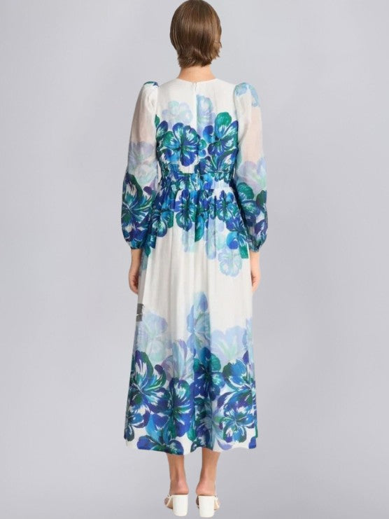 V-Neck Floral Midi Dress