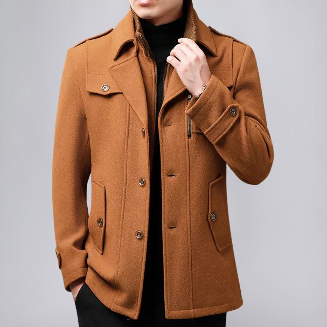 Wool Blend Trench Coat with Tailored Fit