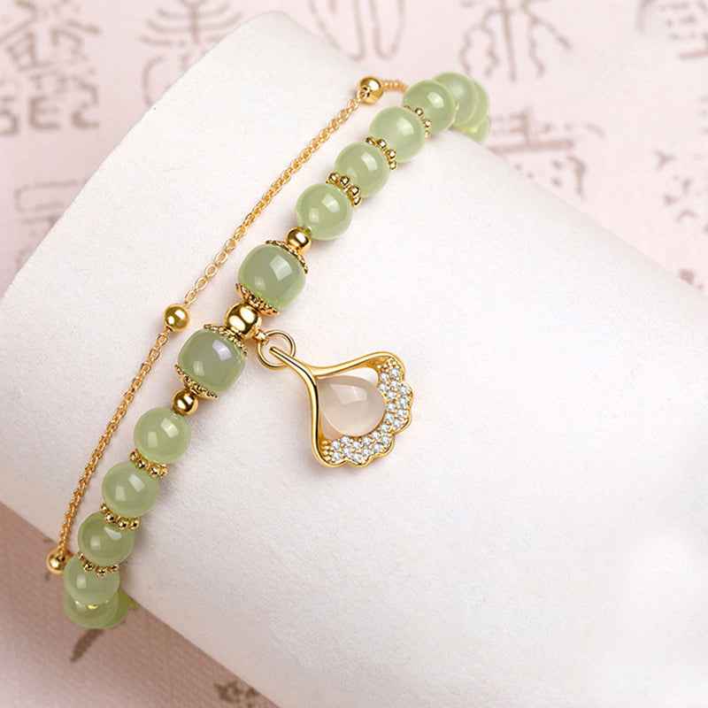 BowLift | Gold Plated Natural Jade Bracelet