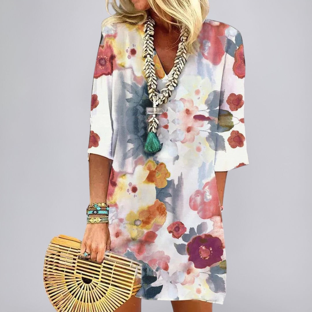Watercolor Floral Midi Dress