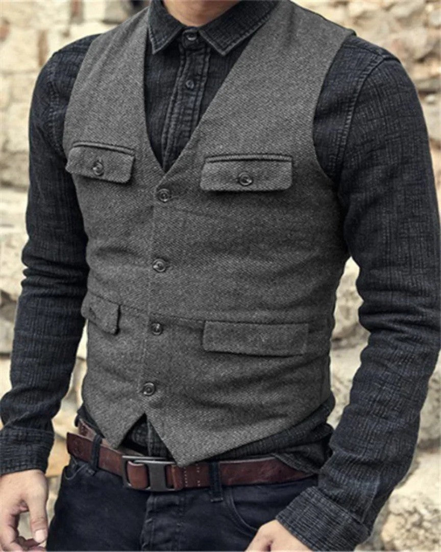 Vintage Single-Breasted Gilet Vest