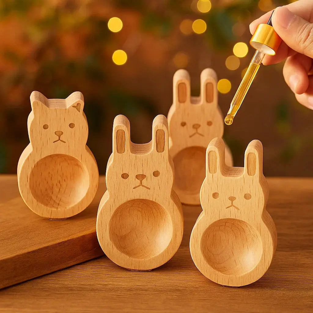BowLift | 4-piece set wooden fragrance dispensers – cat & rabbit