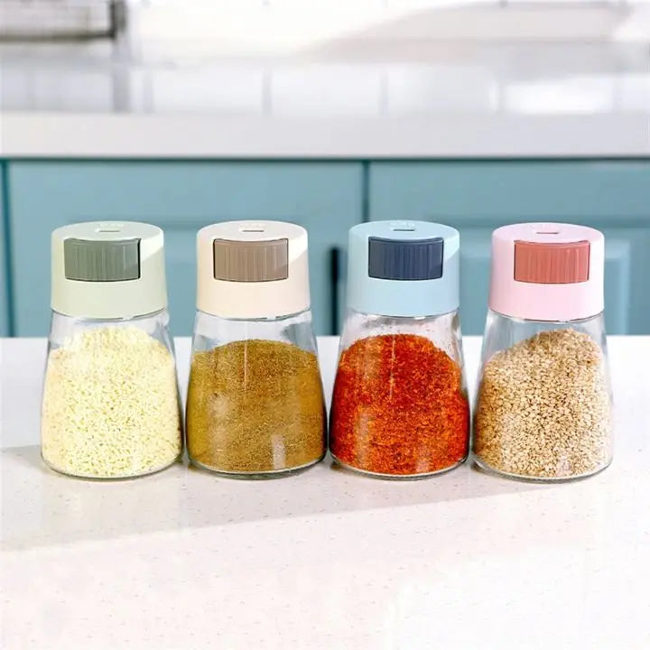 BowLift | 4-piece set of adjustable glass spice containers – for stylish seasoning