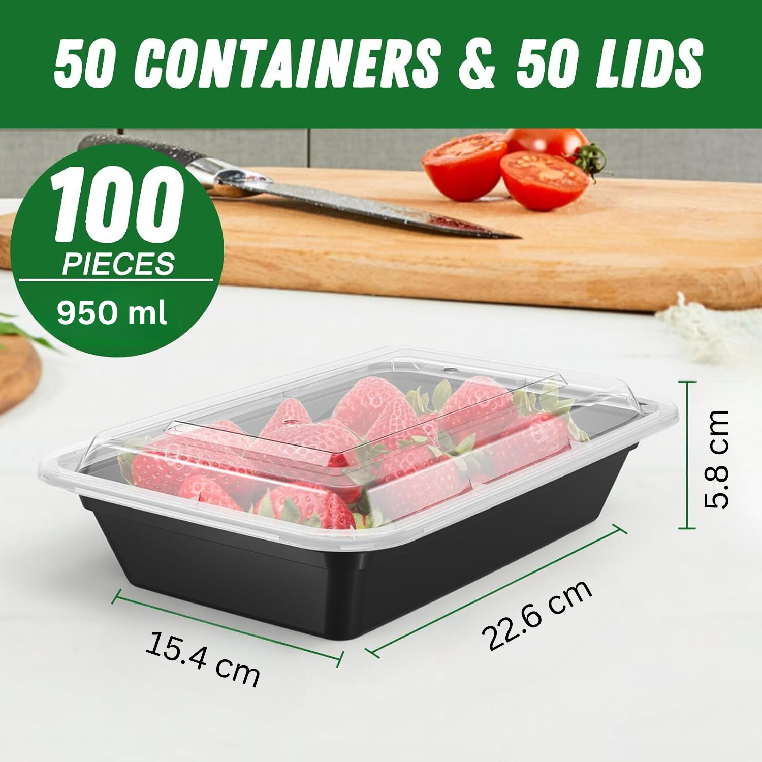 BowLift | 50-Pack Reusable Meal Prep Containers with Lid, Leakproof