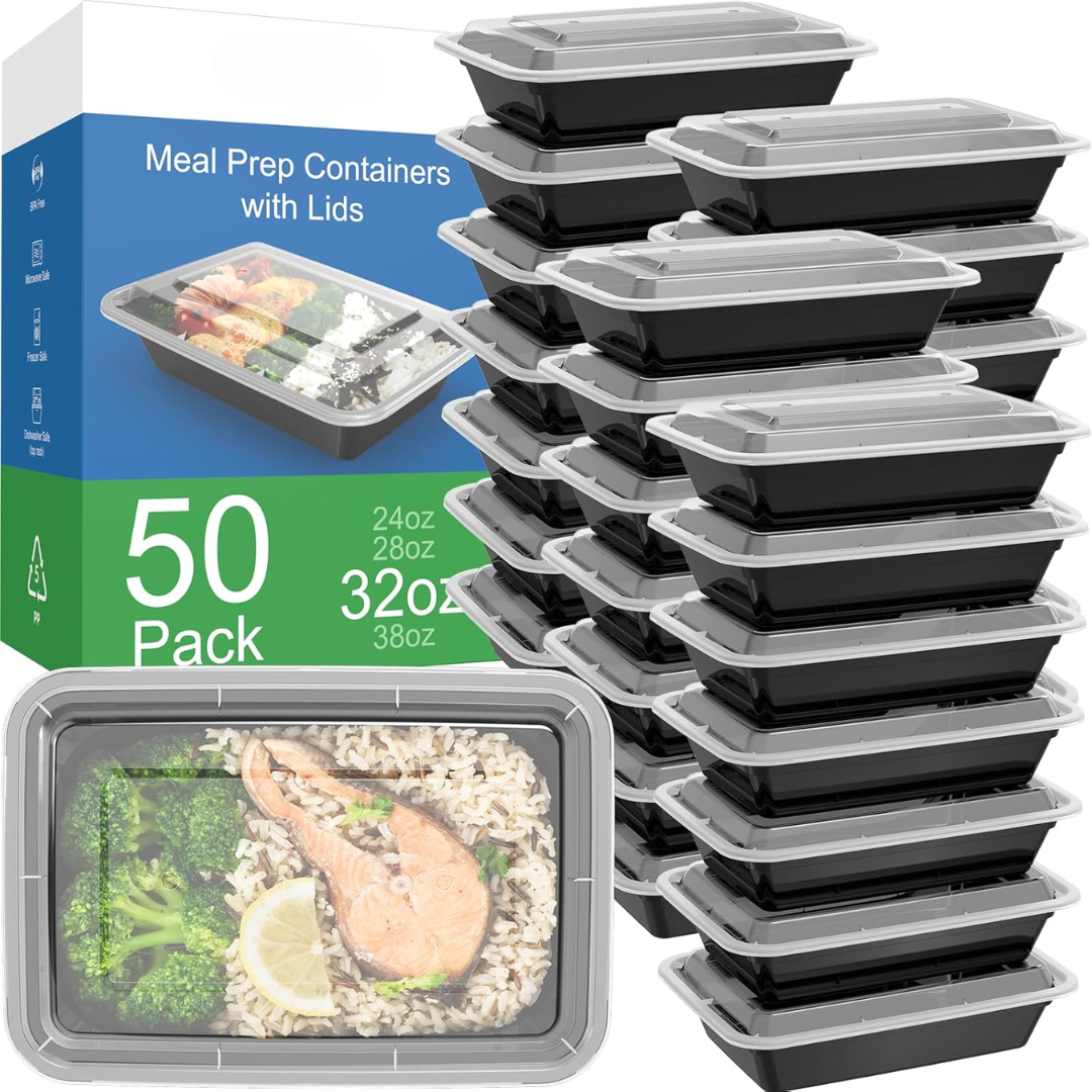 BowLift | 50-Pack Reusable Meal Prep Containers with Lid, Leakproof