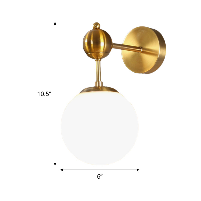 BowLift | White Glass Global Wall Lighting Fixture Postmodern 1-Bulb Wall Lamp in Brass with Adjustable Knot
