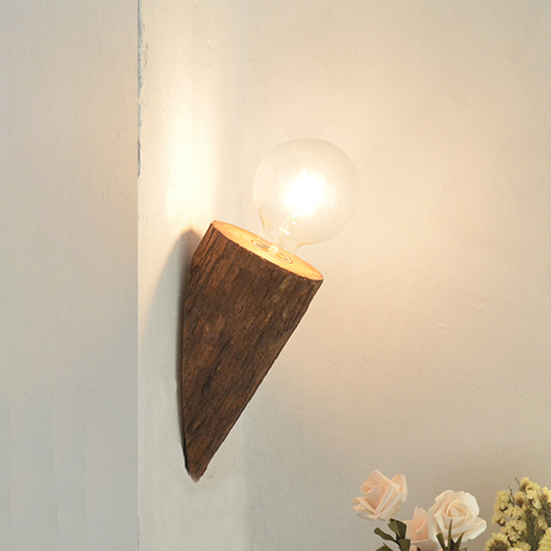 BowLift | Shaped tube wood wall lighting unit country house 1-head living room wall-mounted wall lamp in brown