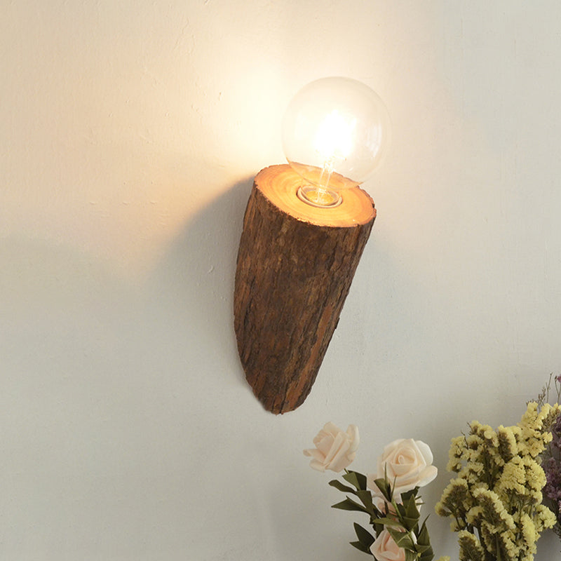 BowLift | Shaped tube wood wall lighting unit country house 1-head living room wall-mounted wall lamp in brown