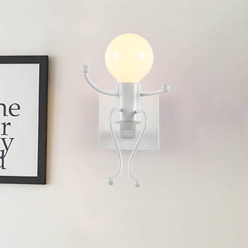 BowLift | Black/White Human Shape Wall Lamp Art Deco Metallic 1/2-Cap Bedside Wall-mounted Lighting