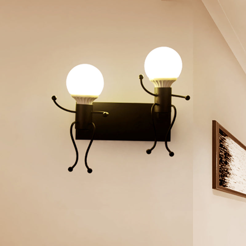 BowLift | Black/White Human Shape Wall Lamp Art Deco Metallic 1/2-Cap Bedside Wall-mounted Lighting