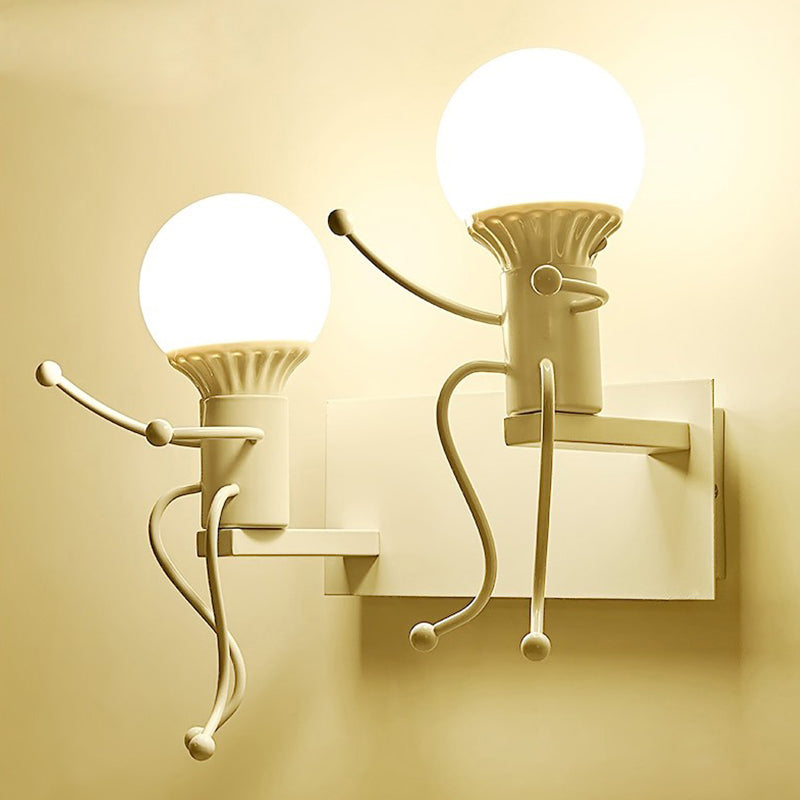 BowLift | Black/White Human Shape Wall Lamp Art Deco Metallic 1/2-Cap Bedside Wall-mounted Lighting