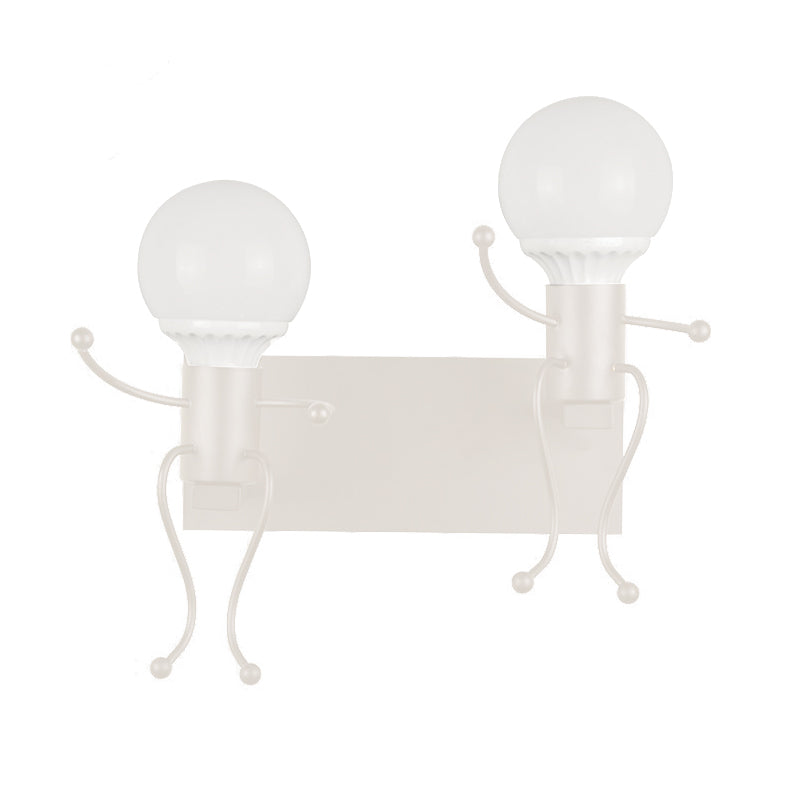 BowLift | Black/White Human Shape Wall Lamp Art Deco Metallic 1/2-Cap Bedside Wall-mounted Lighting