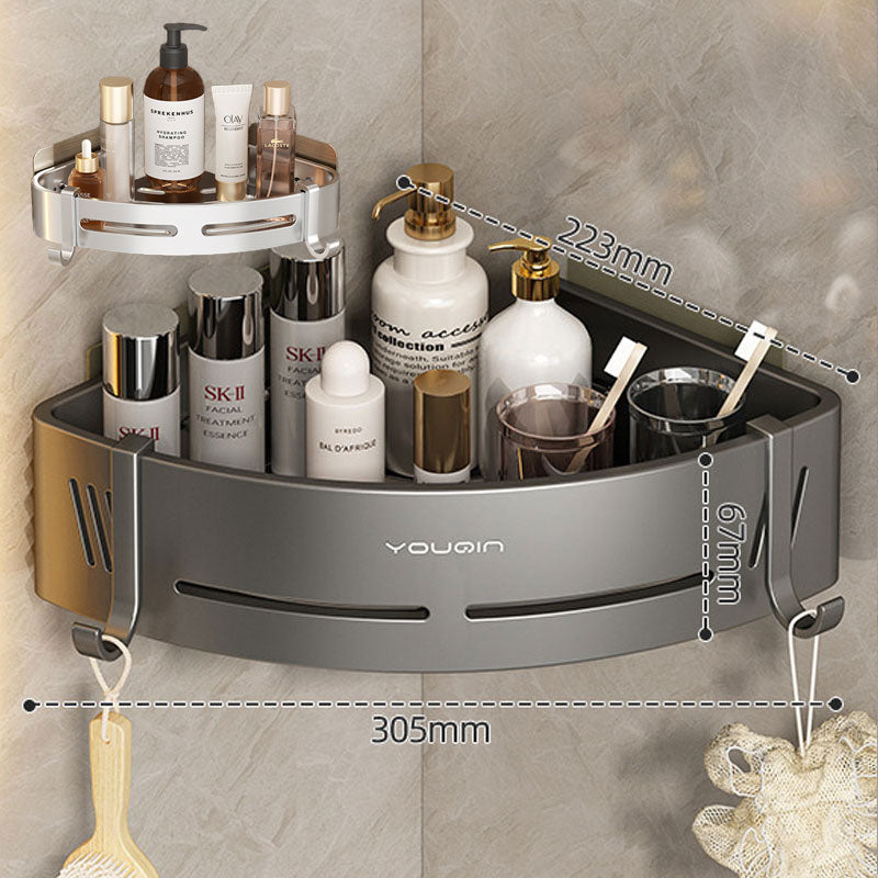 BowLift | EasyCorner Aluminum Shelf – Self-Adhesive Bathroom Corner Storage without Drilling