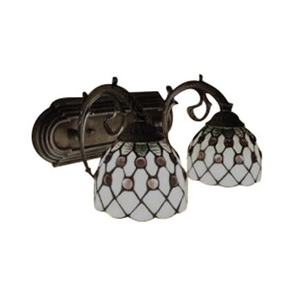 BowLift | Tiffany Classic Dome Wall Lamp with Bead 2 Heads Swept Glass Wall Lamp in Red/Yellow for Hotel