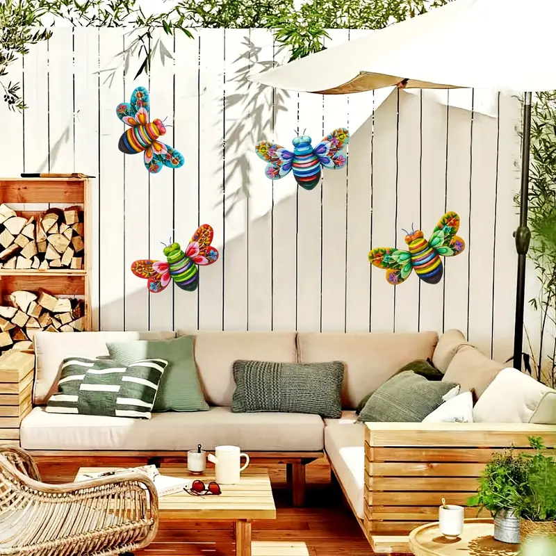 BowLift | Iron Bee Art Sculpture Hanging Wall Decorations for Garden