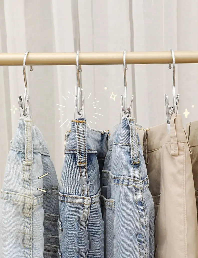 BowLift | 5+5 | Stainless Steel Space-Saving Clothespins with Swivel Hook