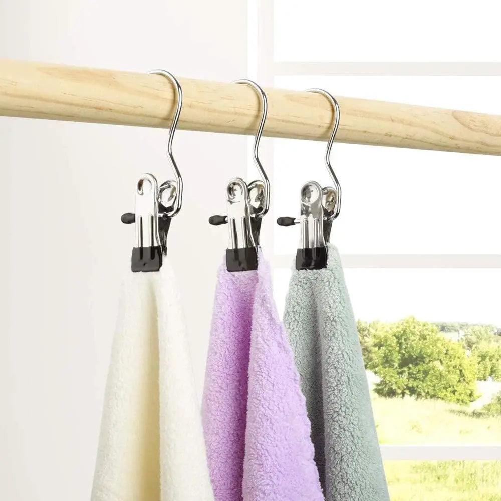 BowLift | 5+5 | Stainless Steel Space-Saving Clothespins with Swivel Hook