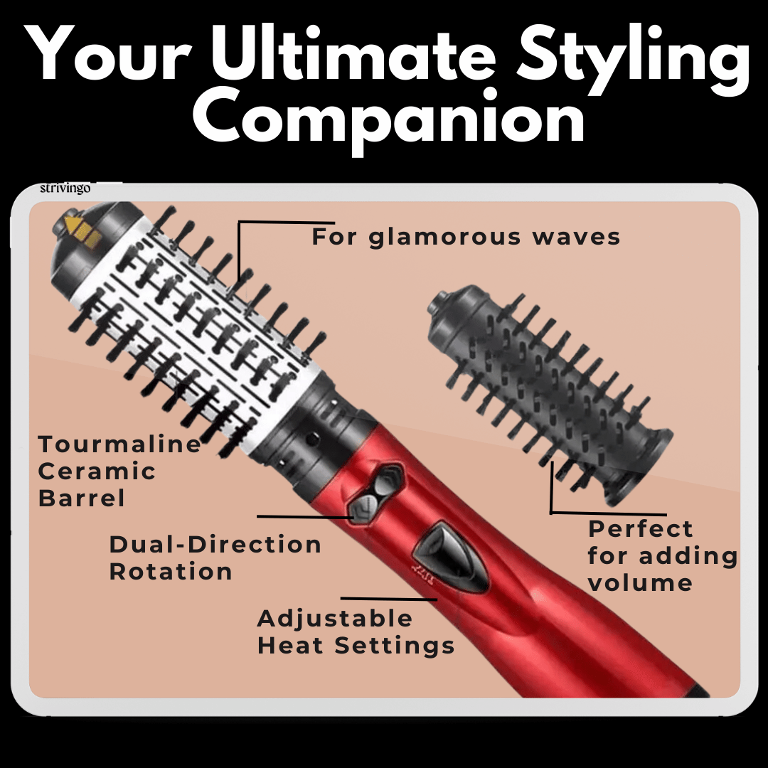 BowLift | 3-in-1 Rotating Hair Dryer and Styler with Adjustable Temperature for Effortless Curls and Waves