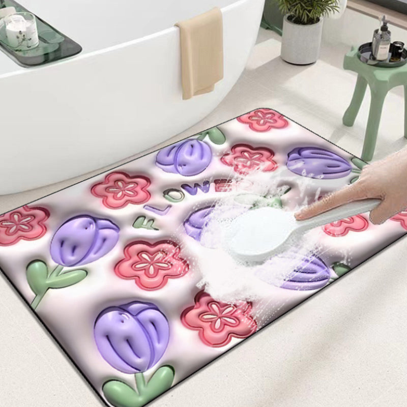 BowLift | 3D flower soft diatom mud absorbent floor mat