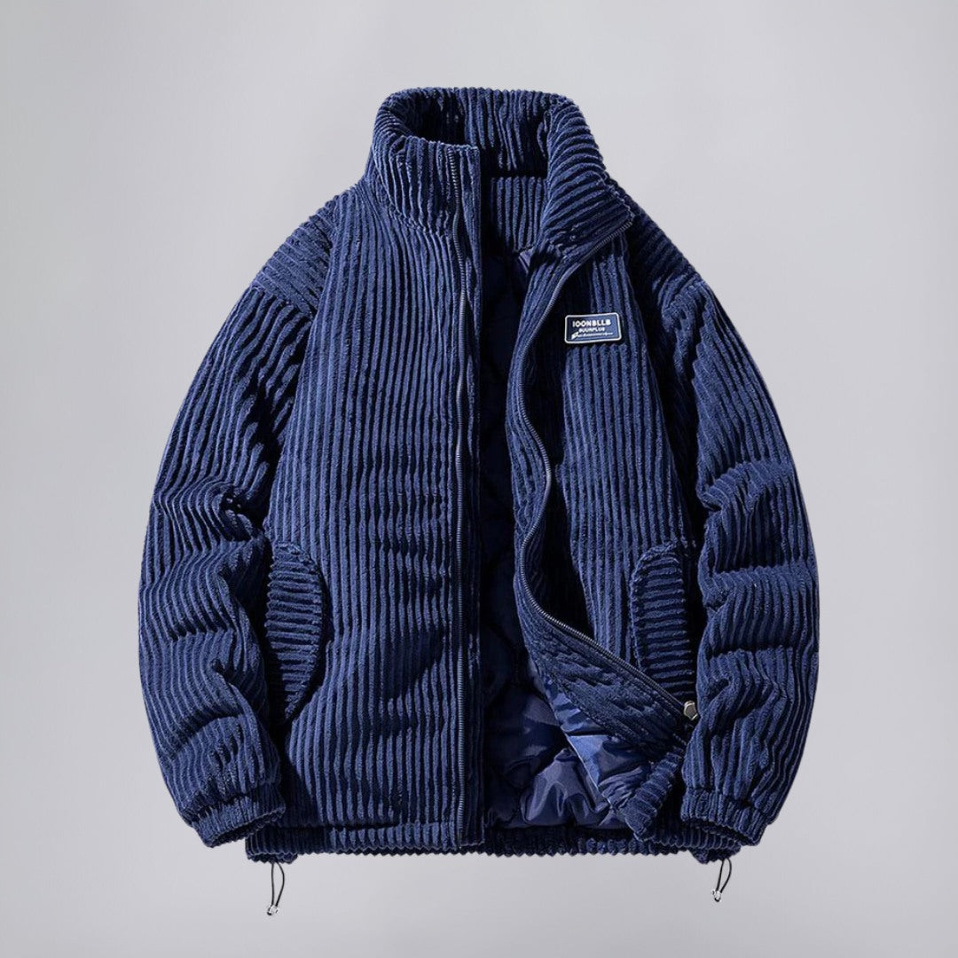Wide-Wale Corduroy Jacket with Quilted Lining and High Collar