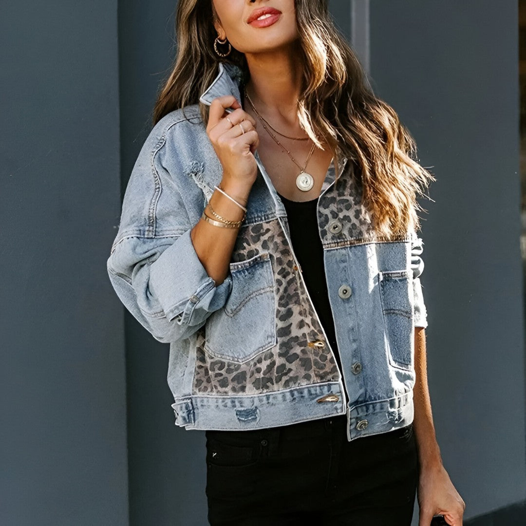 Leopard Print Denim Jacket