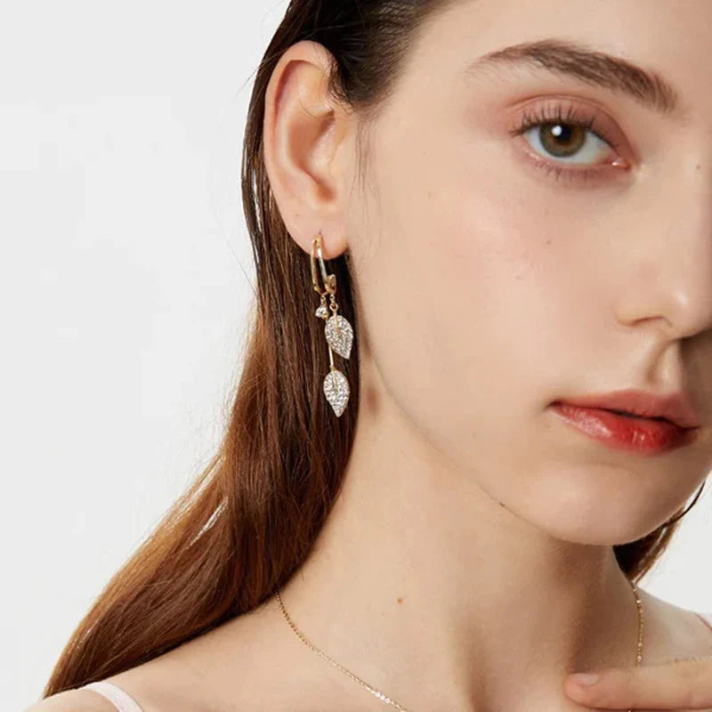 BowLift | Diamond leaf tassel earrings
