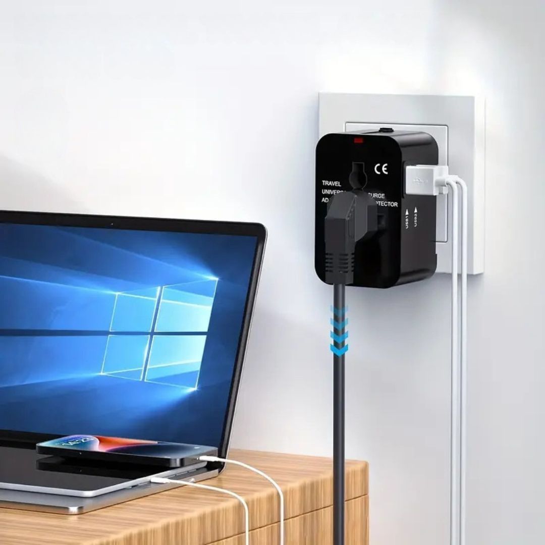 VoltVoyage – Universal Travel Adapter with Dual USB Ports