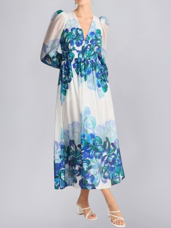 V-Neck Floral Midi Dress