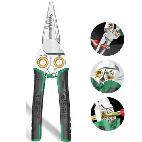 BowLift | 8 in 1 Wire Stripper Twister for Cutting and Pulling Wires, Cable Scissors,Voltage Tester Pliers, 12V to 250V Live
